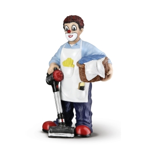 Gildeclown Figur Saubermann mit Staubsauger, Wäschekorb und Gummihandschuhen